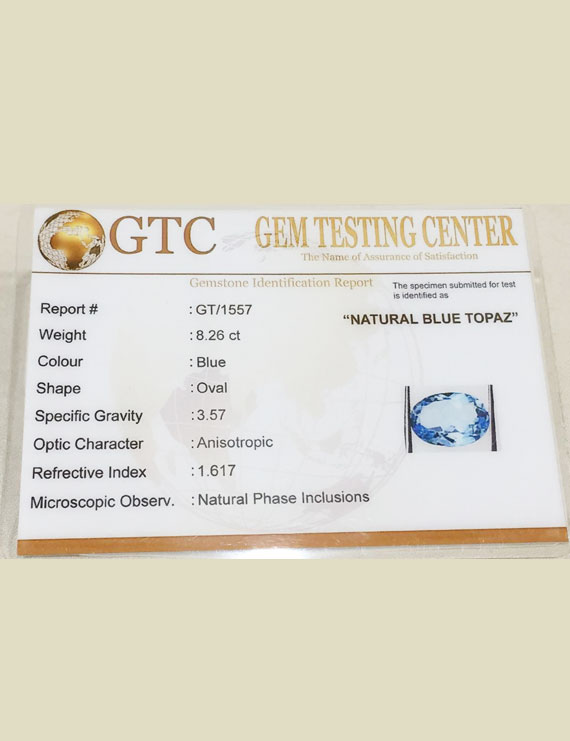 9.18 Ratti (8.26 ct) Natural Blue Topaz